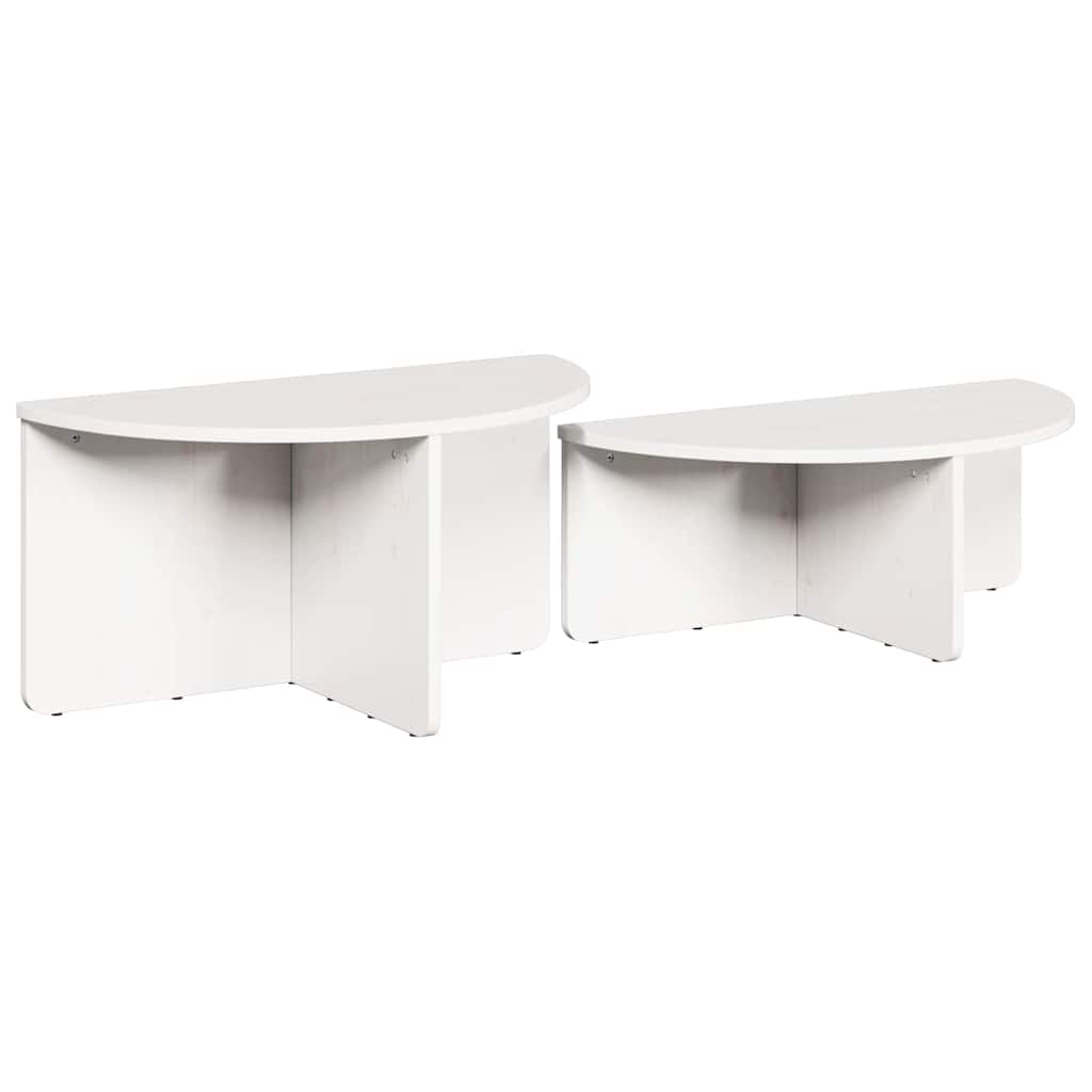 Kaffebord 2 pcs Hvit 79 x 39.5 x 40 cm Massiv furu tre