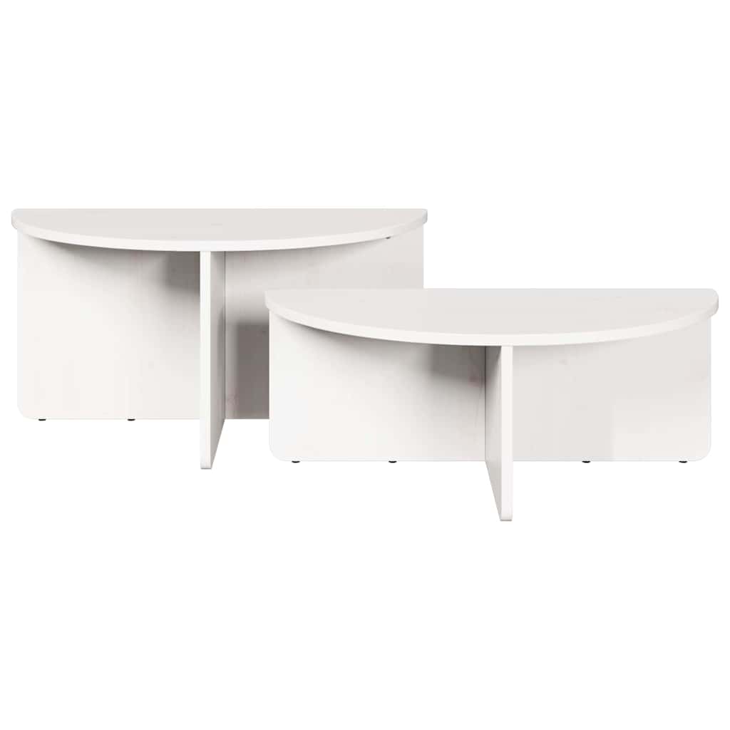 Kaffebord 2 pcs Hvit 79 x 39.5 x 40 cm Massiv furu tre