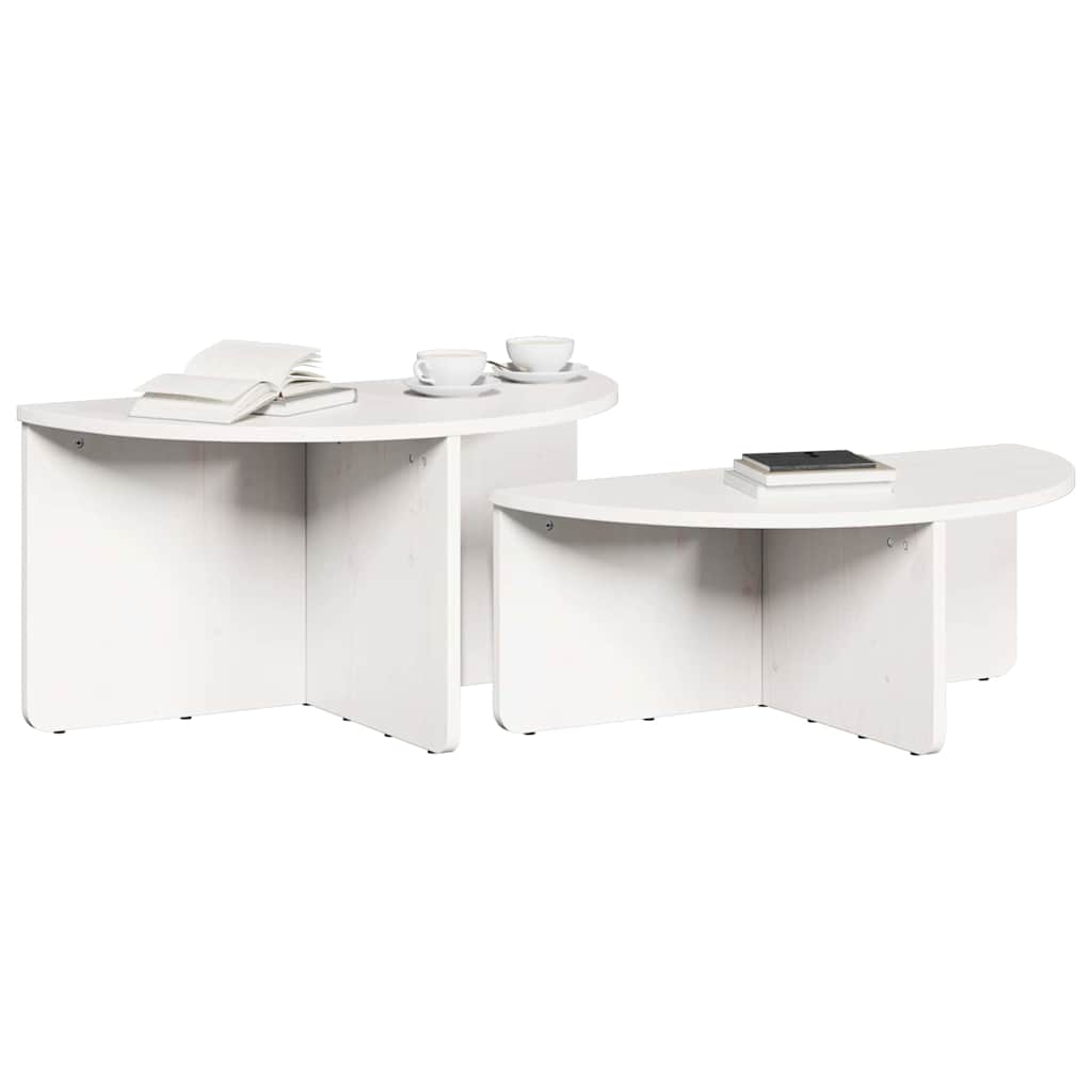 Kaffebord 2 pcs Hvit 79 x 39.5 x 40 cm Massiv furu tre