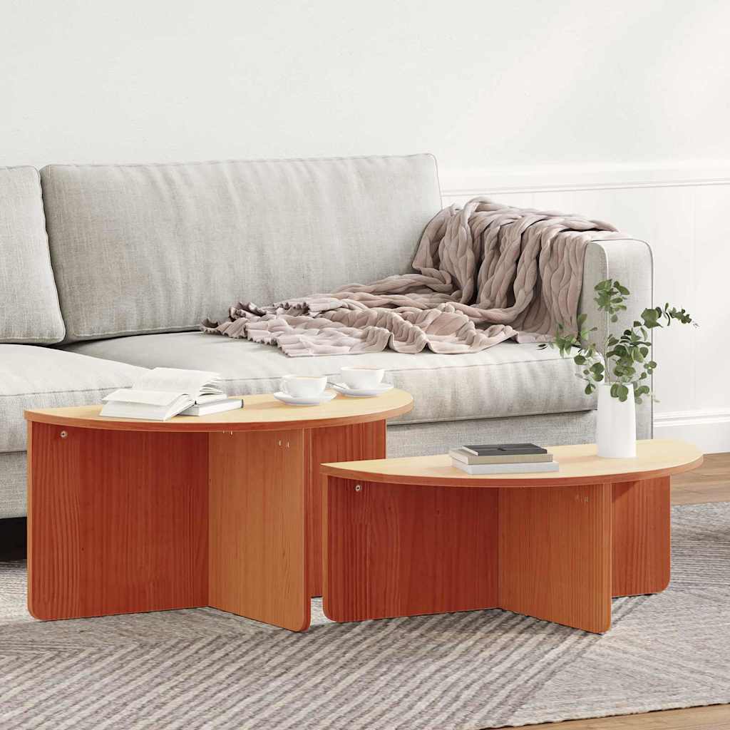 Kaffebord 2 pcs Voksbrun 79 x 39.5 x 40 cm Massiv furu tre