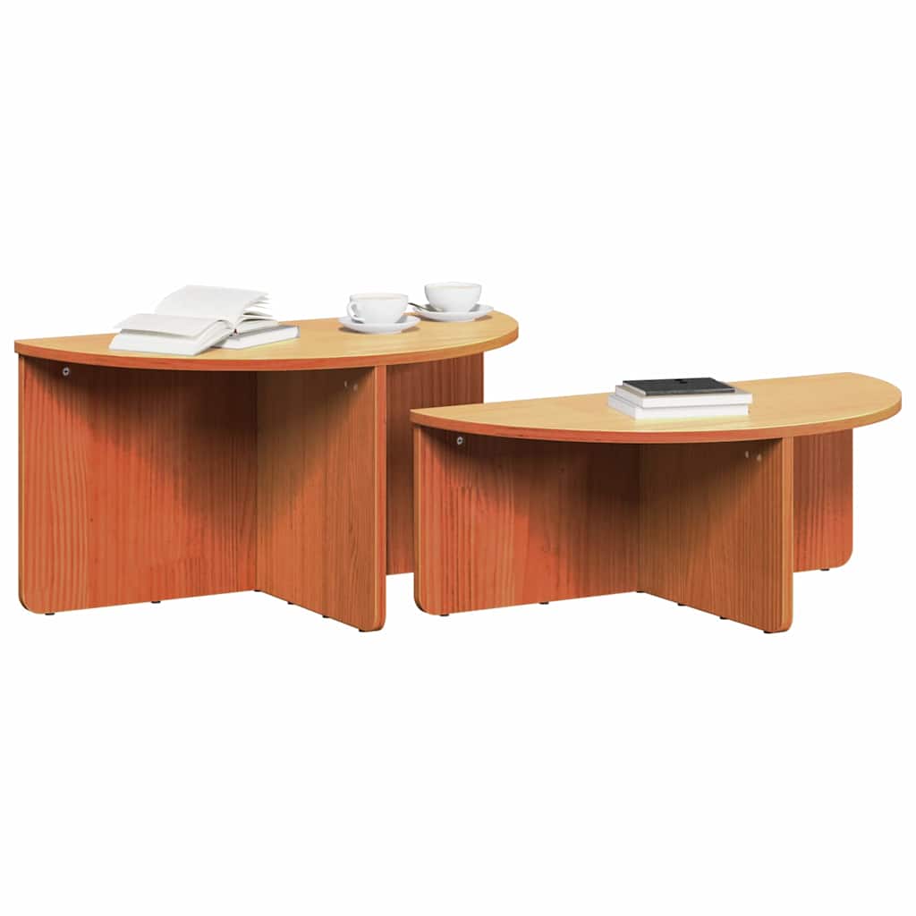 Kaffebord 2 pcs Voksbrun 79 x 39.5 x 40 cm Massiv furu tre