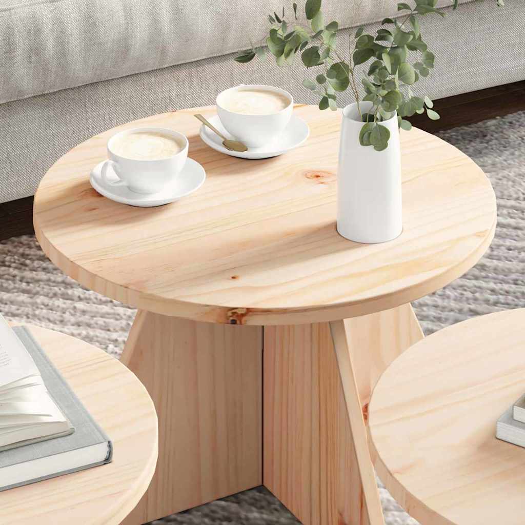 Kaffebord 3 pcs Naturlig 49 x 49 x 30 cm Massiv furu tre
