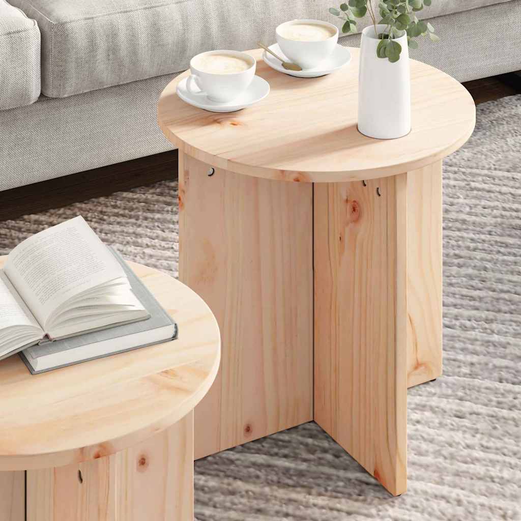 Kaffebord 2 pcs Naturlig 41,5 x 41,5 x 41 cm Massiv furu tre