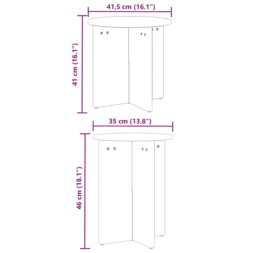 Kaffebord 2 pcs Naturlig 41,5 x 41,5 x 41 cm Massiv furu tre