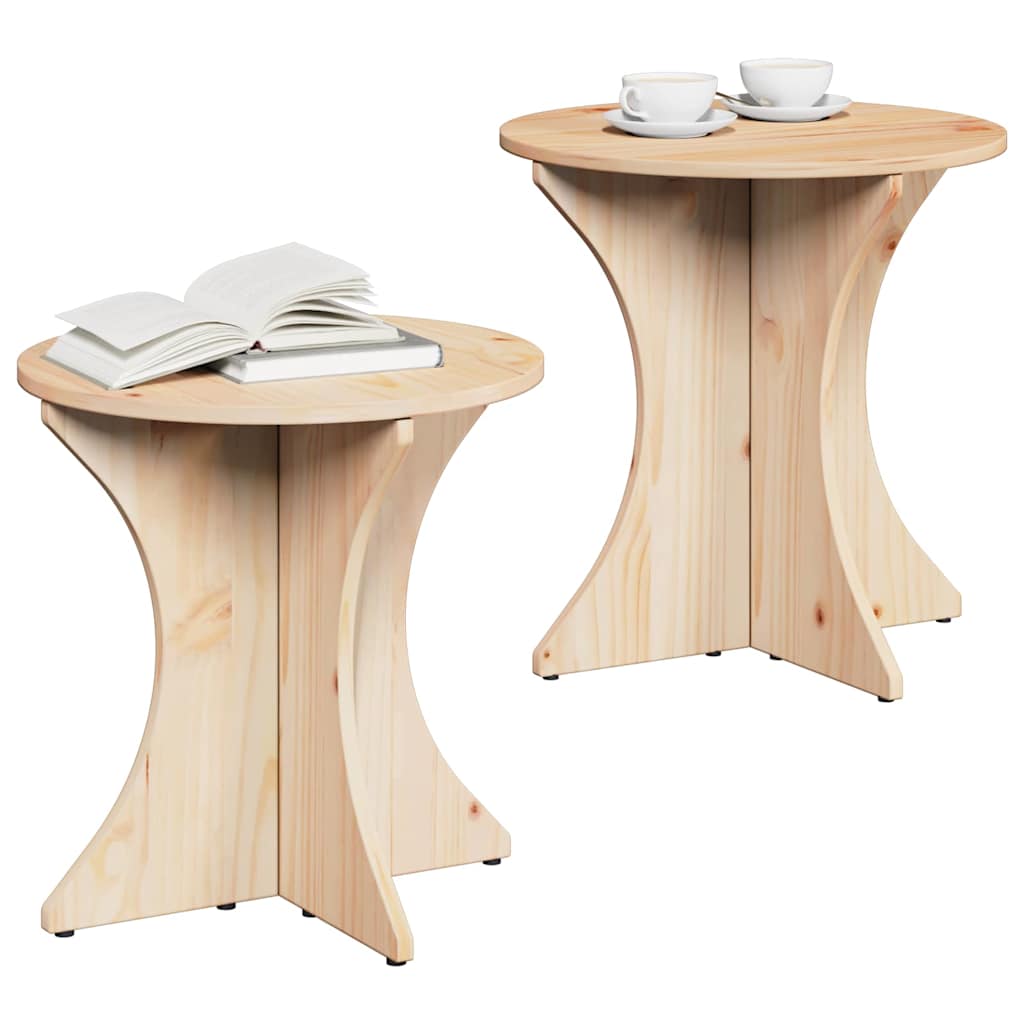 Kaffebord 2 pcs Naturlig 46 x 46 x 47 cm Massiv furu tre