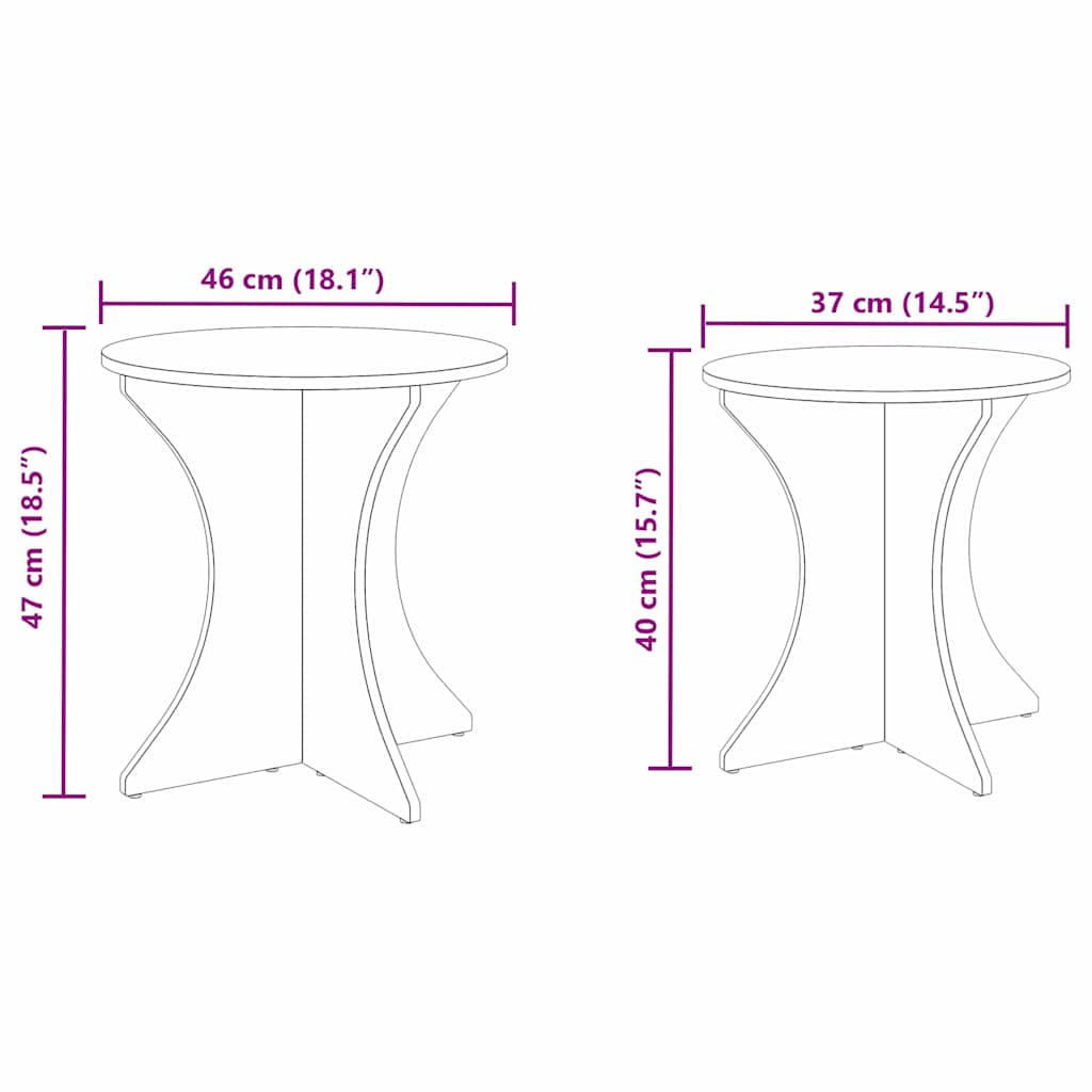 Kaffebord 2 pcs Naturlig 46 x 46 x 47 cm Massiv furu tre
