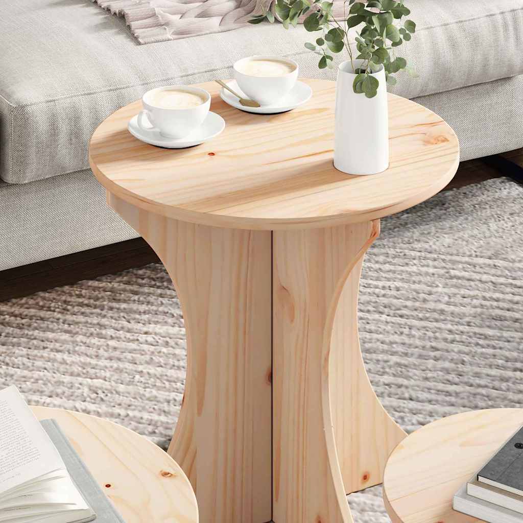 Kaffebord 3 pcs Naturlig 46 x 46 x 47 cm Massiv furu tre