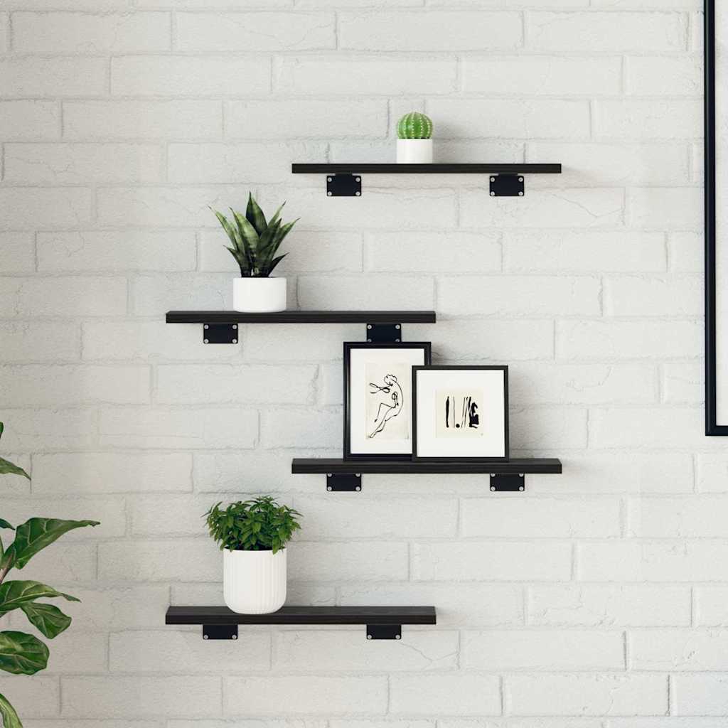 Bokhyllestplater 4 stk i Svart Eik, 40x10x1,5 cm, Laget av Tre