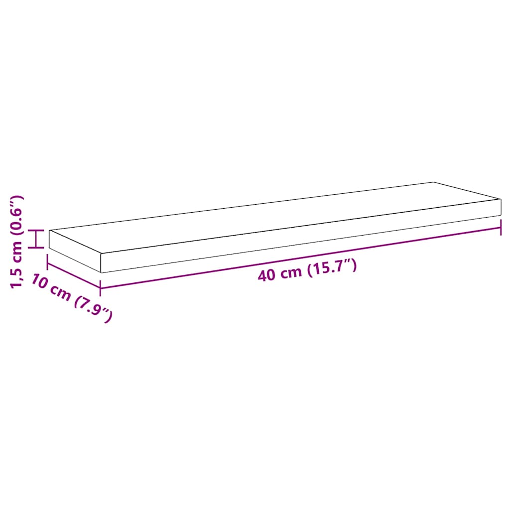 Bokhyllestplater 4 stk i Svart Eik, 40x10x1,5 cm, Laget av Tre