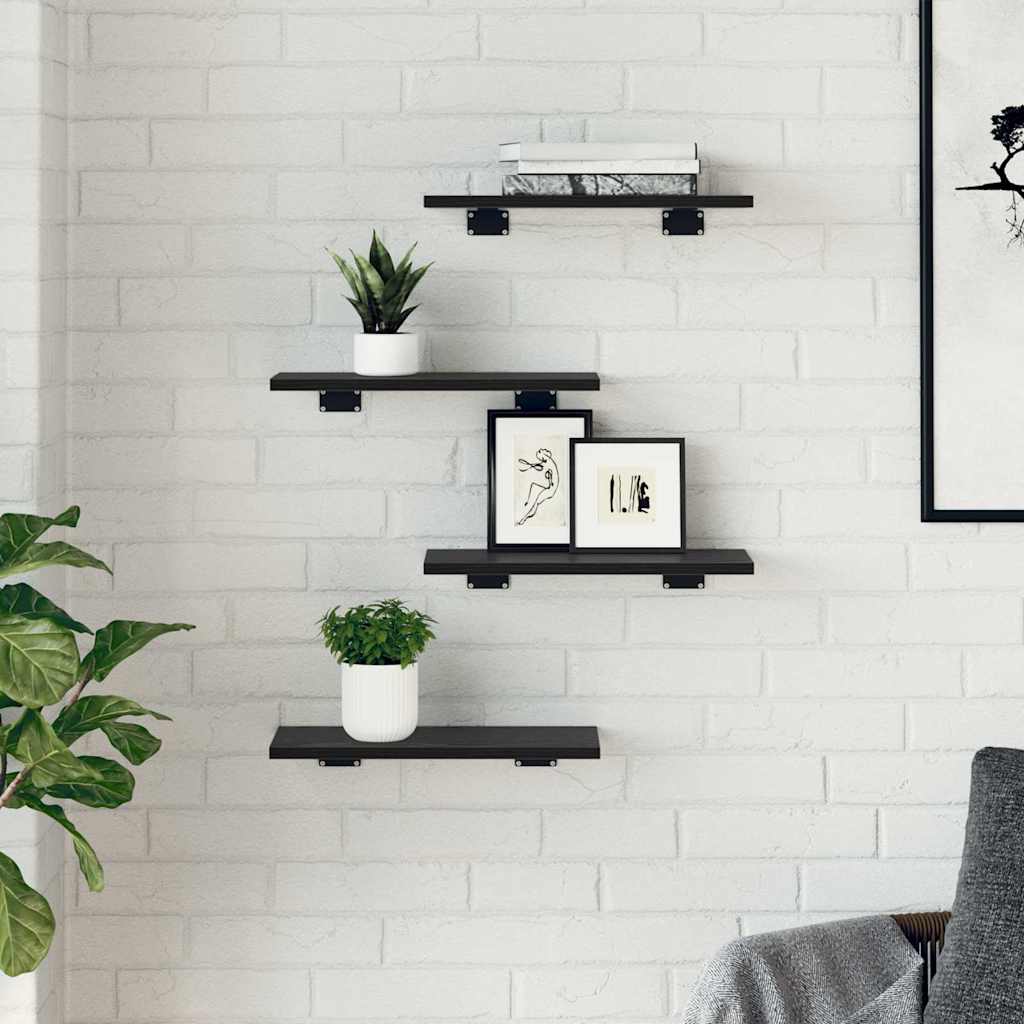 bokhyller - 4 stk i svart eik, 40x20x1.5 cm, laget av konstruert tre.