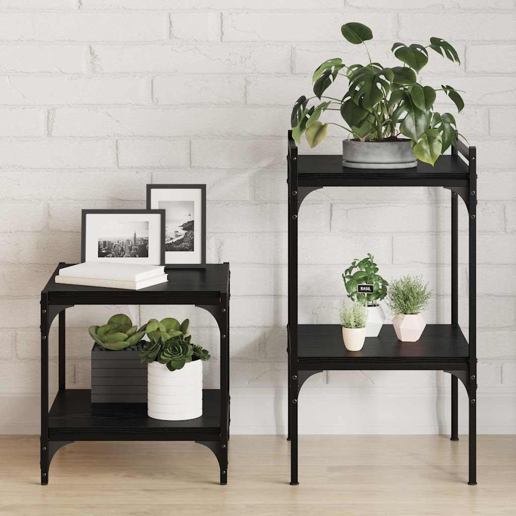 Bokhyller - 4 stk, svart eik, 40x40x1.5 cm, laget av konstruert tre.