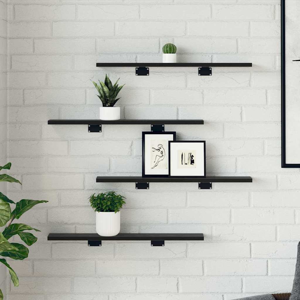 Bokhyller - 4 pakke i svart eik, 60x10x1.5 cm - Laget av konstruert tre