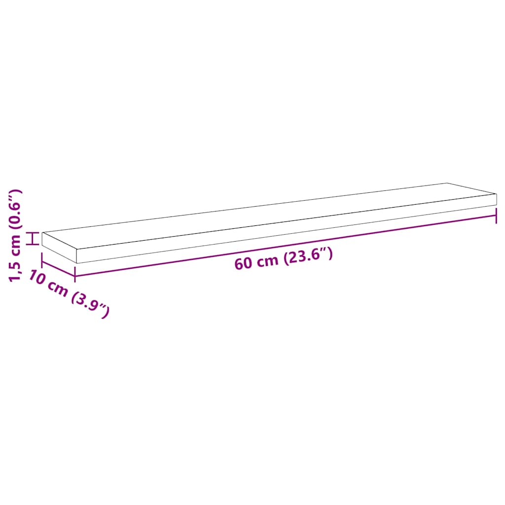 Bokhyller - 4 pakke i svart eik, 60x10x1.5 cm - Laget av konstruert tre