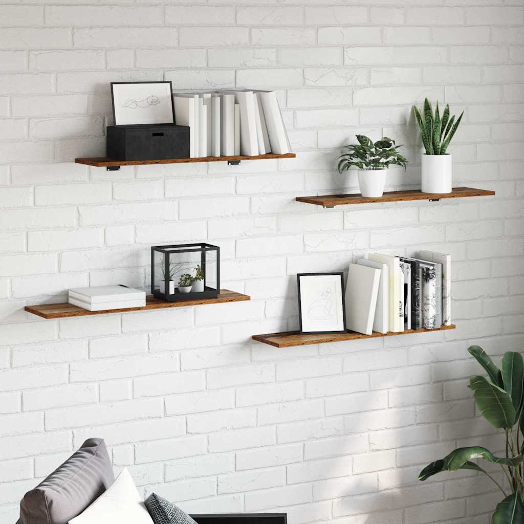 Bokhylle Bord med hylle med lagring 4 pcs Brun 100 x 40 x 1.5cm Sponplate