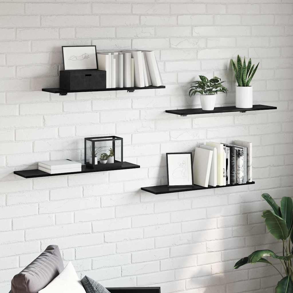 Bokhylle Bord med hylle 4 pcs Svart 100 x 40 x 1.5cm Sponplate