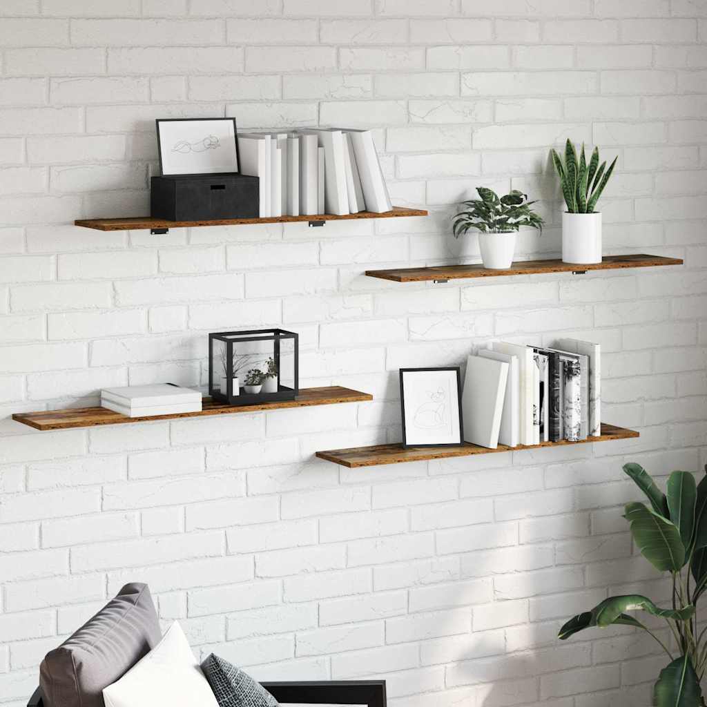 Bokhylle Bord med hylle med lagring 4 pcs Brun 100 x 40 x 1.5cm Sponplate