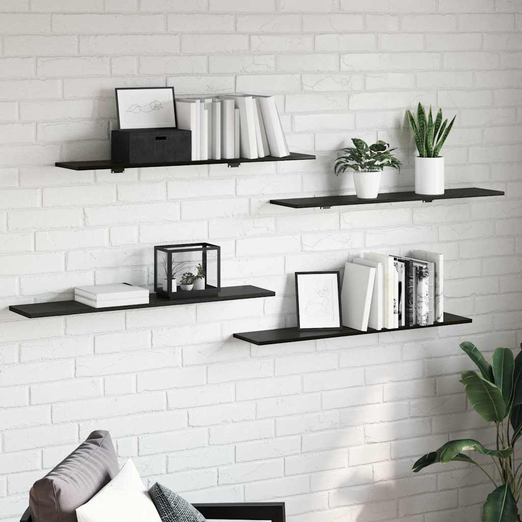 Bokhylle Bord med hylle 4 pcs Svart 100 x 40 x 1.5cm Sponplate