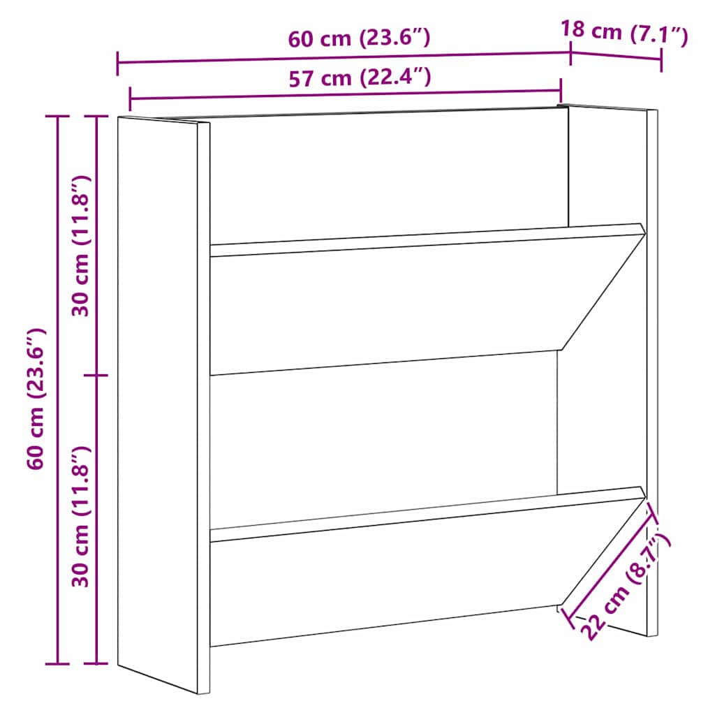Veggsko skap Gammelt tre 60 x 18 x 60 cm Konstruert tre