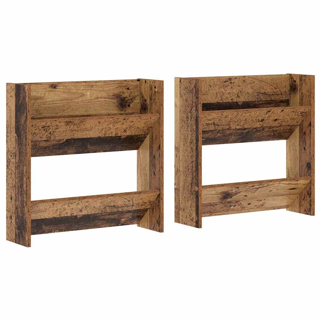 Veggsko skap 2 pcs Gammelt tre 60 x 18 x 60 cm Konstruert tre