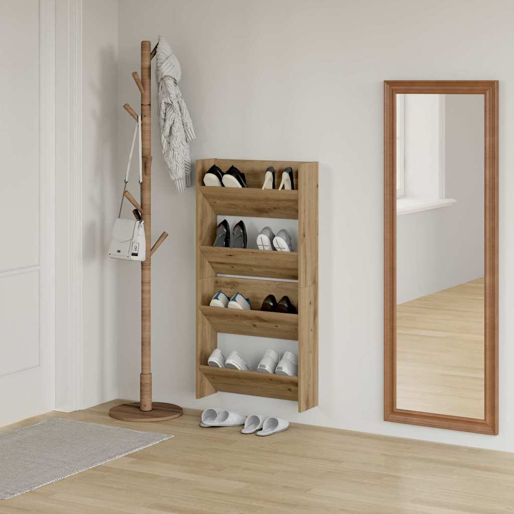 Veggsko skap 2 pcs artisan eik 60 x 18 x 60 cm Konstruert tre