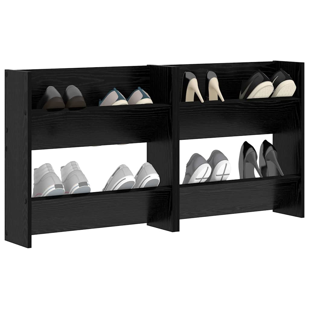 Veggsko skap 2 pcs Svart eik 60 x 18 x 60 cm Konstruert tre