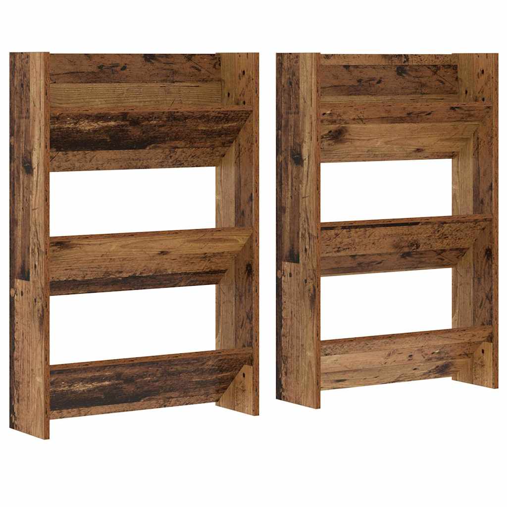 Veggsko skap 2 pcs Gammelt tre 60 x 18 x 60 cm Konstruert tre