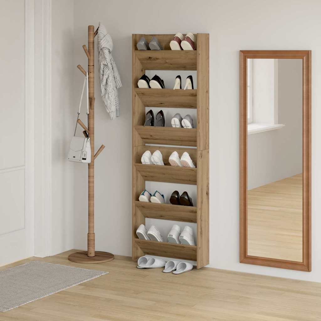 Veggsko skap 2 pcs artisan eik 60 x 18 x 60 cm Konstruert tre