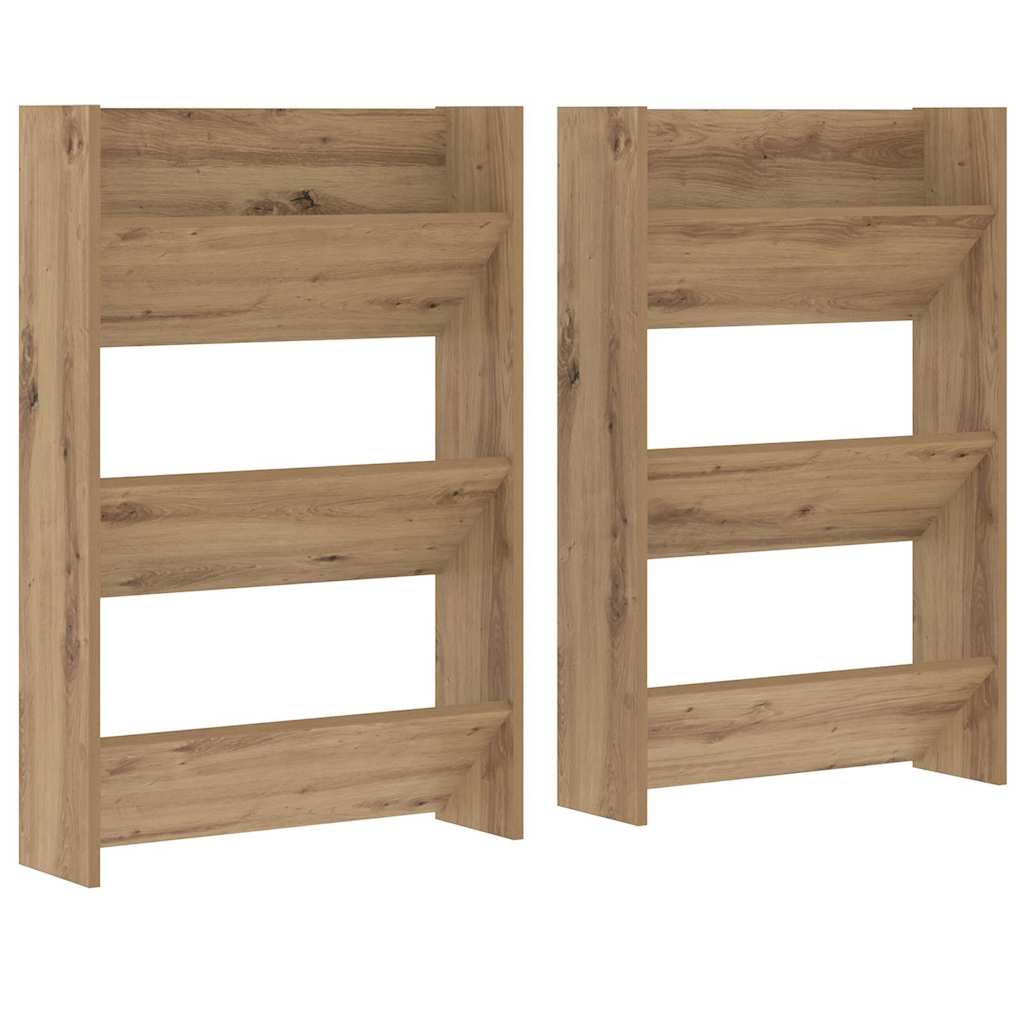Veggsko skap 2 pcs artisan eik 60 x 18 x 60 cm Konstruert tre