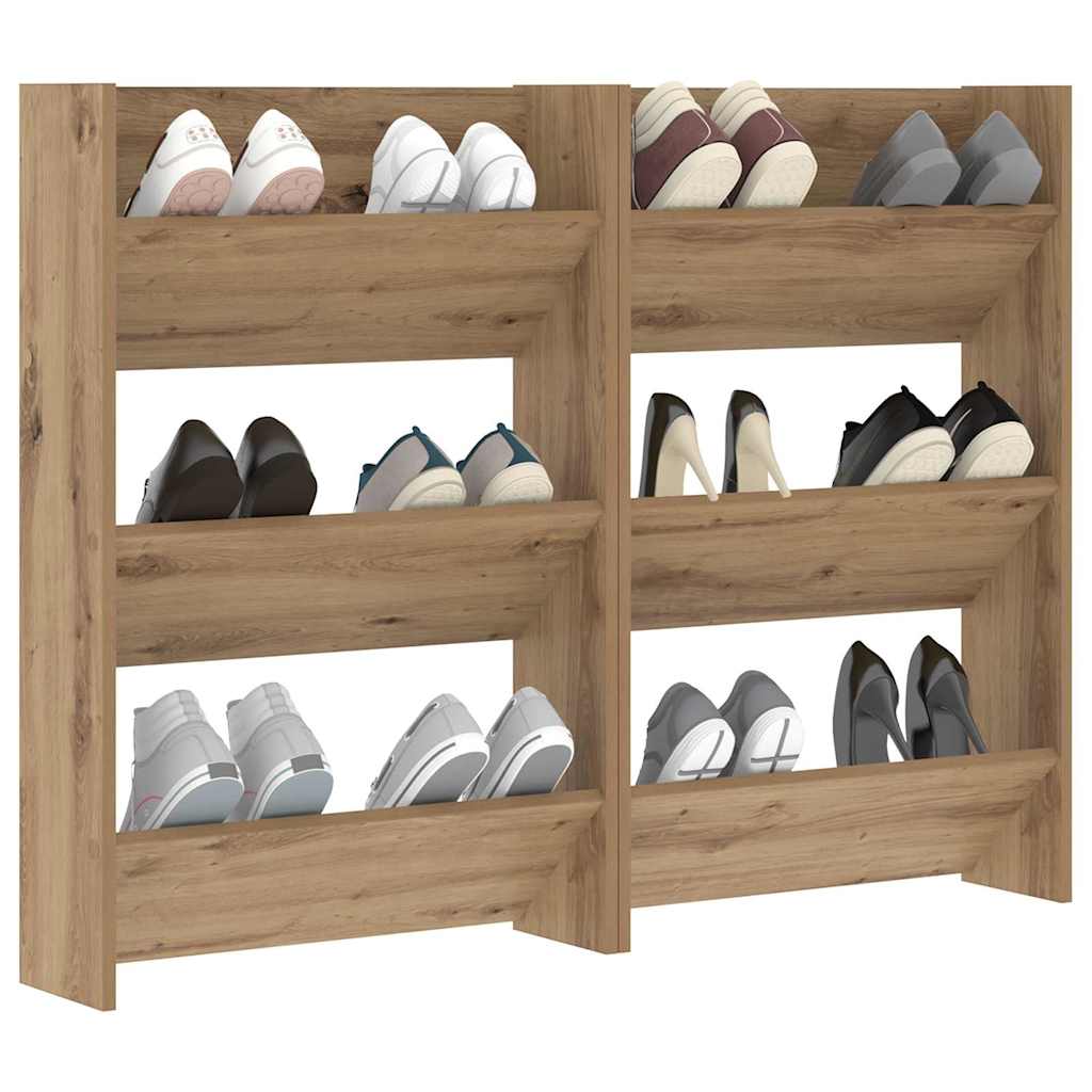 Veggsko skap 2 pcs artisan eik 60 x 18 x 60 cm Konstruert tre