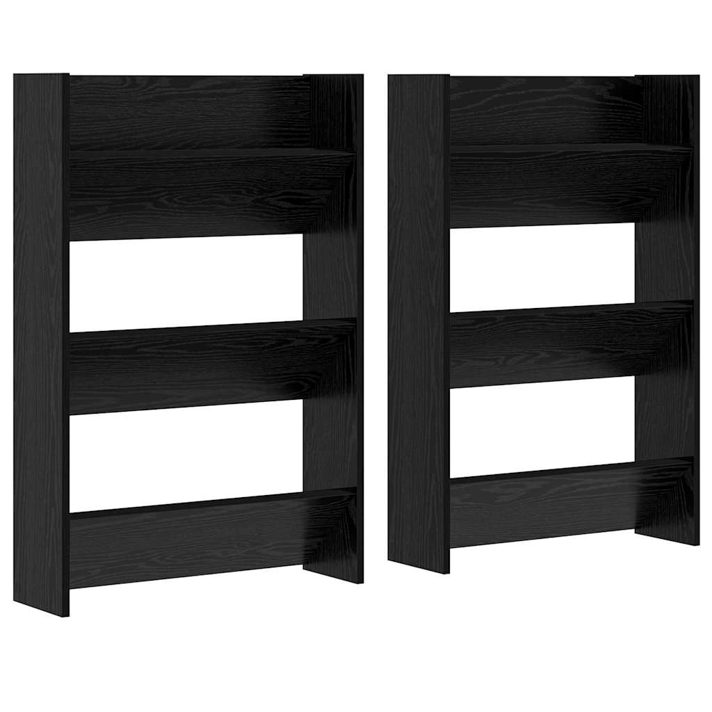 Veggsko skap 2 pcs Svart eik 60 x 18 x 60 cm Konstruert tre