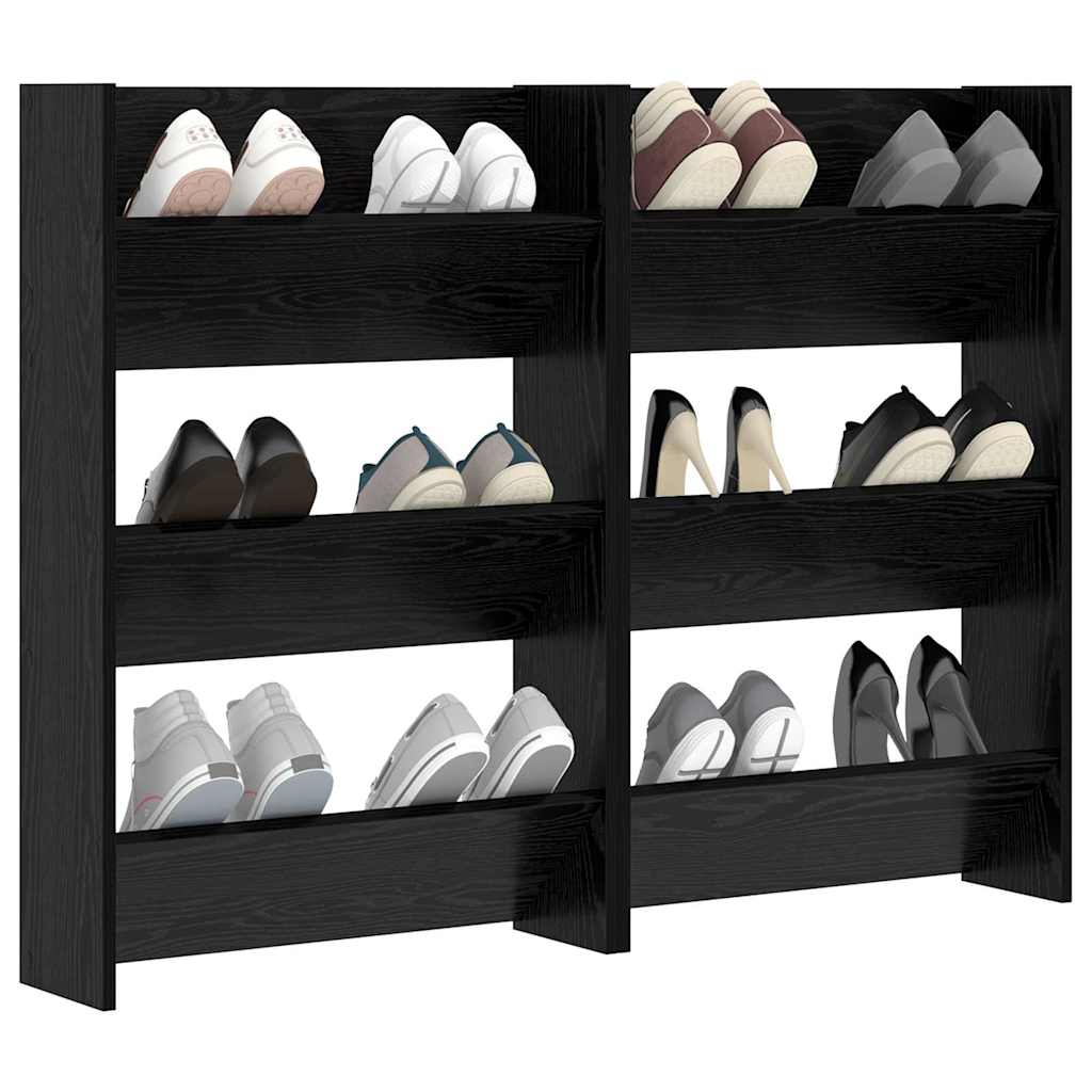 Veggsko skap 2 pcs Svart eik 60 x 18 x 60 cm Konstruert tre