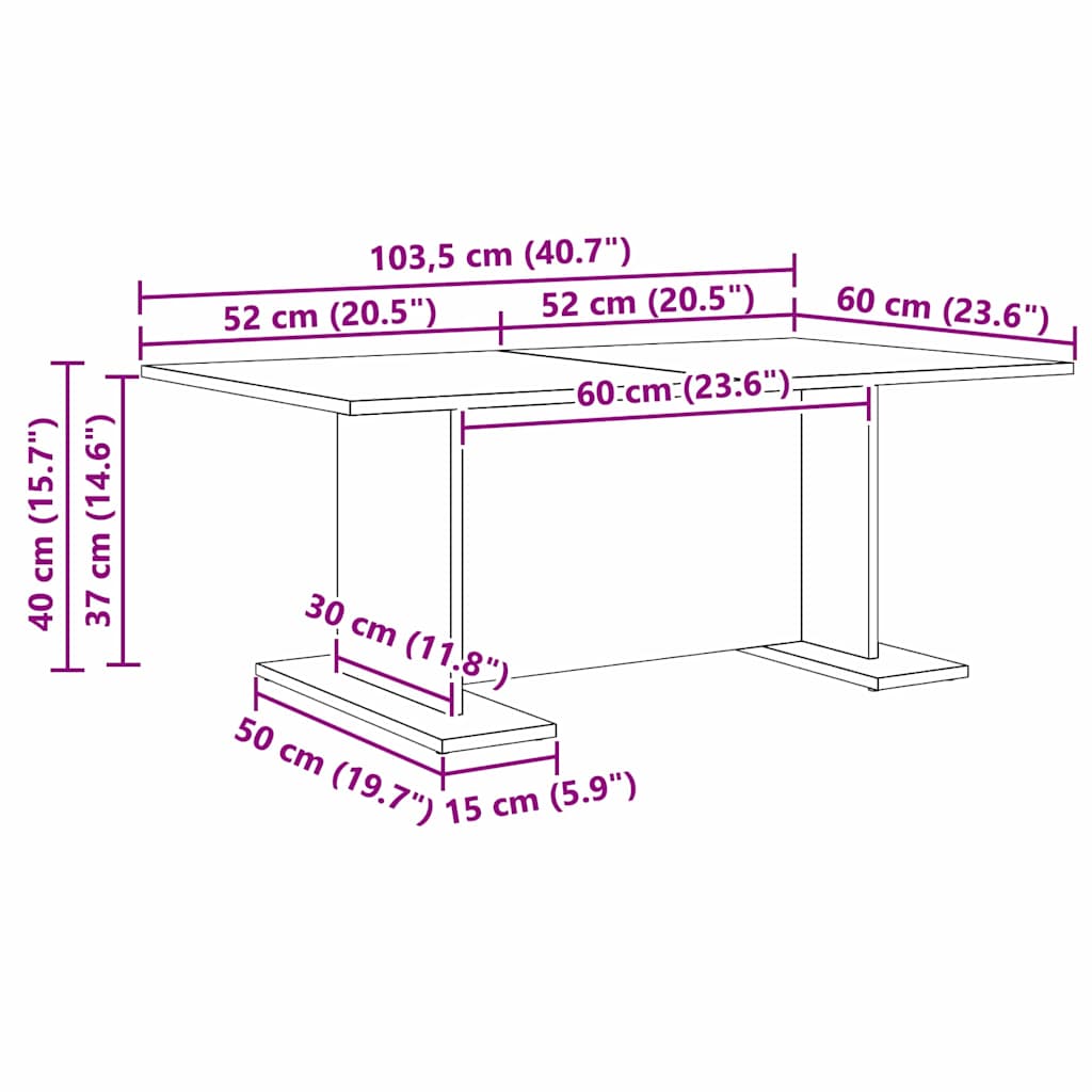 Kaffebord Annet artisan eik 103,5 x 60 x 40 cm Konstruert tre