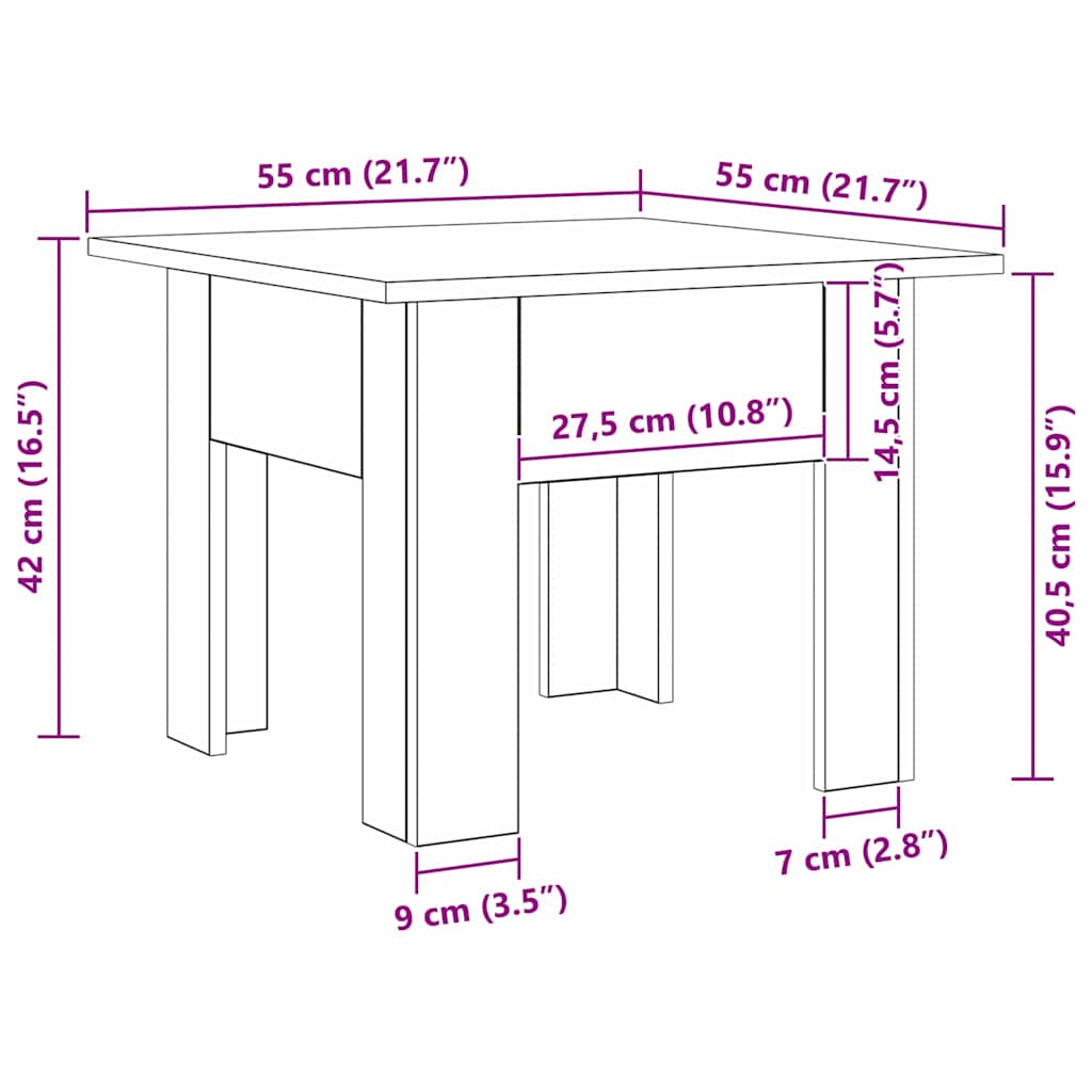 Kaffebord Gammelt tre 55 x 55 x 42 cm Konstruert tre
