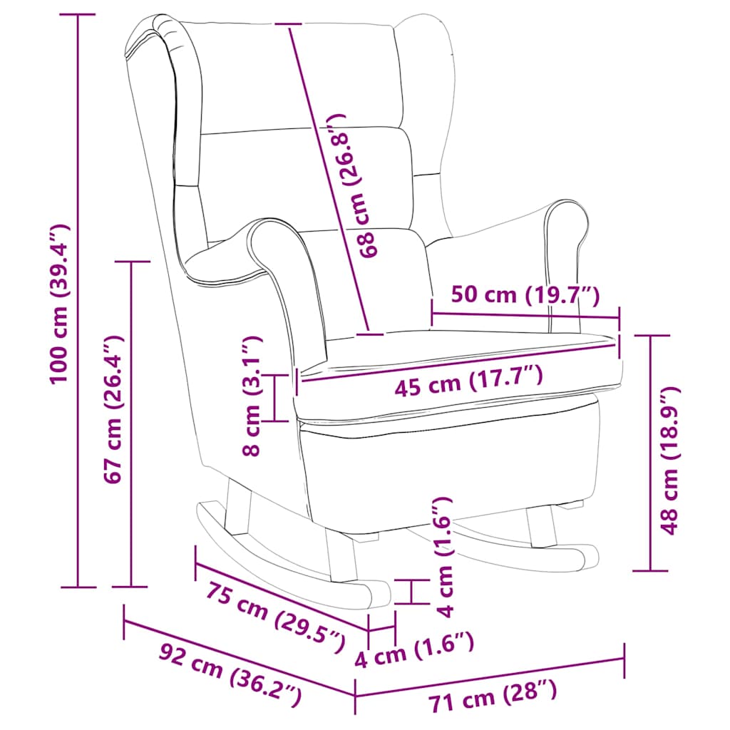 Gyngestol 71 x 92 x 100 cm 100% polyester Kryssfiner