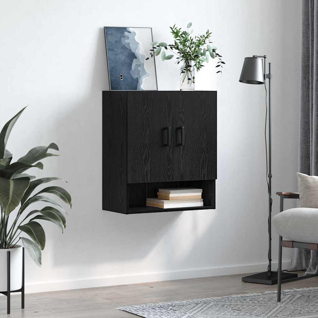 Veggskap Veggmontert Svart eik 60 x 31 x 70 cm Konstruert tre