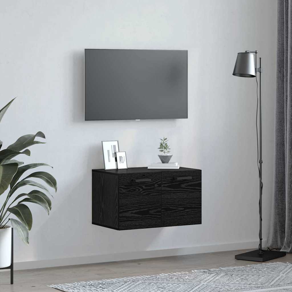Veggskap Veggmontert Svart eik 60 x 36.5 x 35 cm Konstruert tre