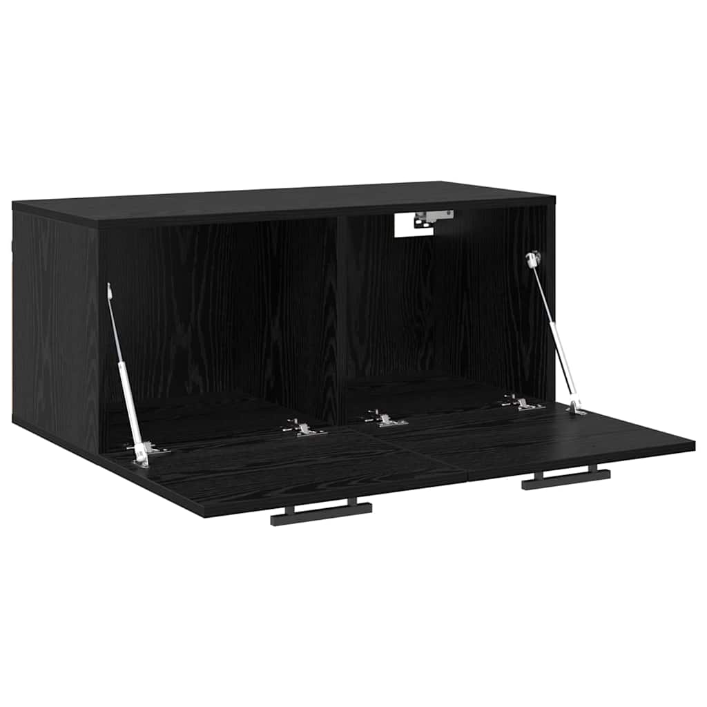 Veggskap Veggmontert Svart eik 80 x 36.5 x 35 cm Konstruert tre
