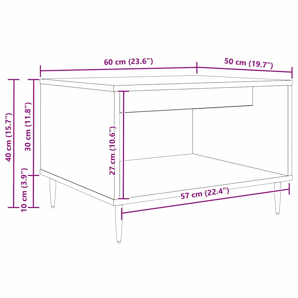 Kaffebord artisan eik 60 x 50 x 40 cm Konstruert tre