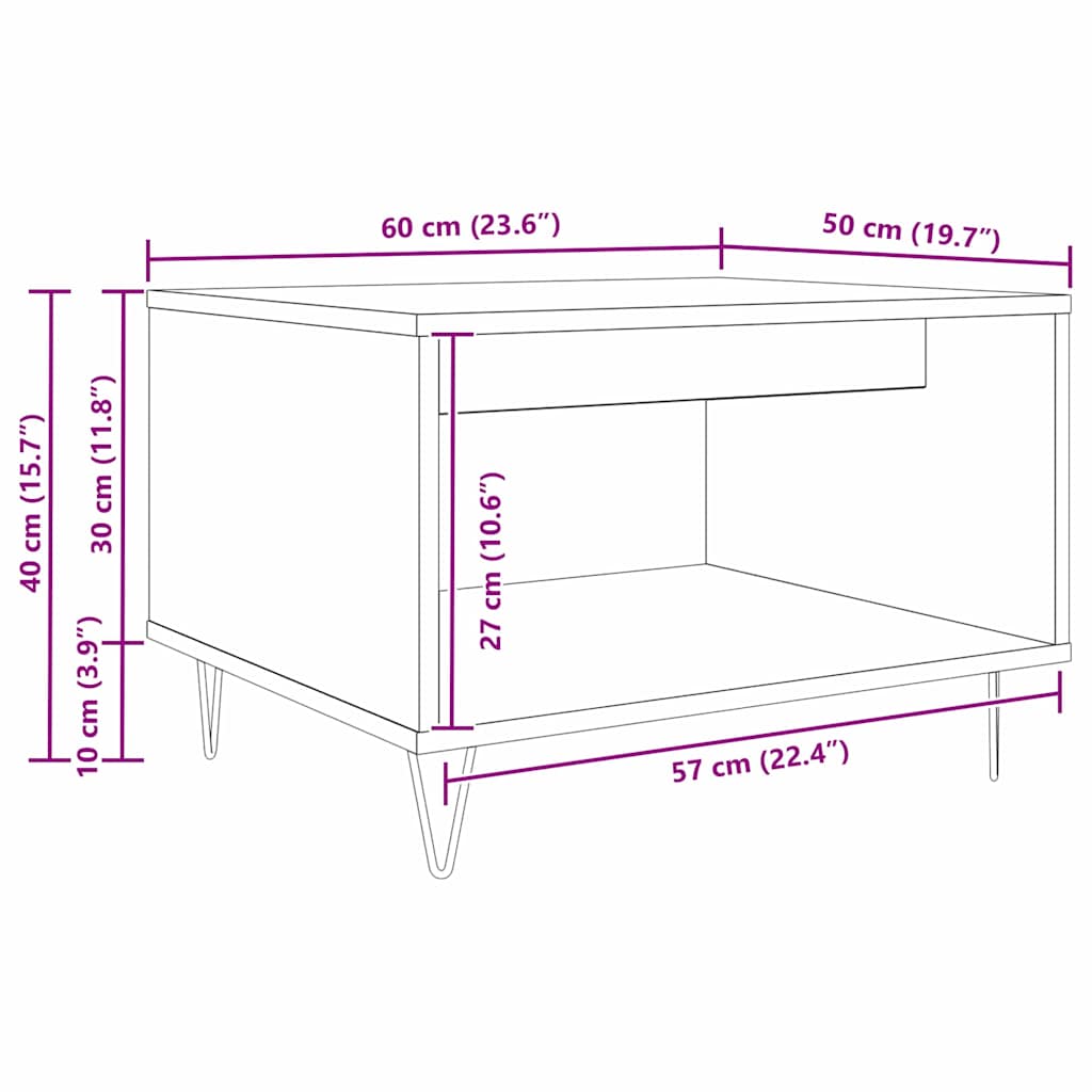 Kaffebord artisan eik 60 x 50 x 40 cm Konstruert tre