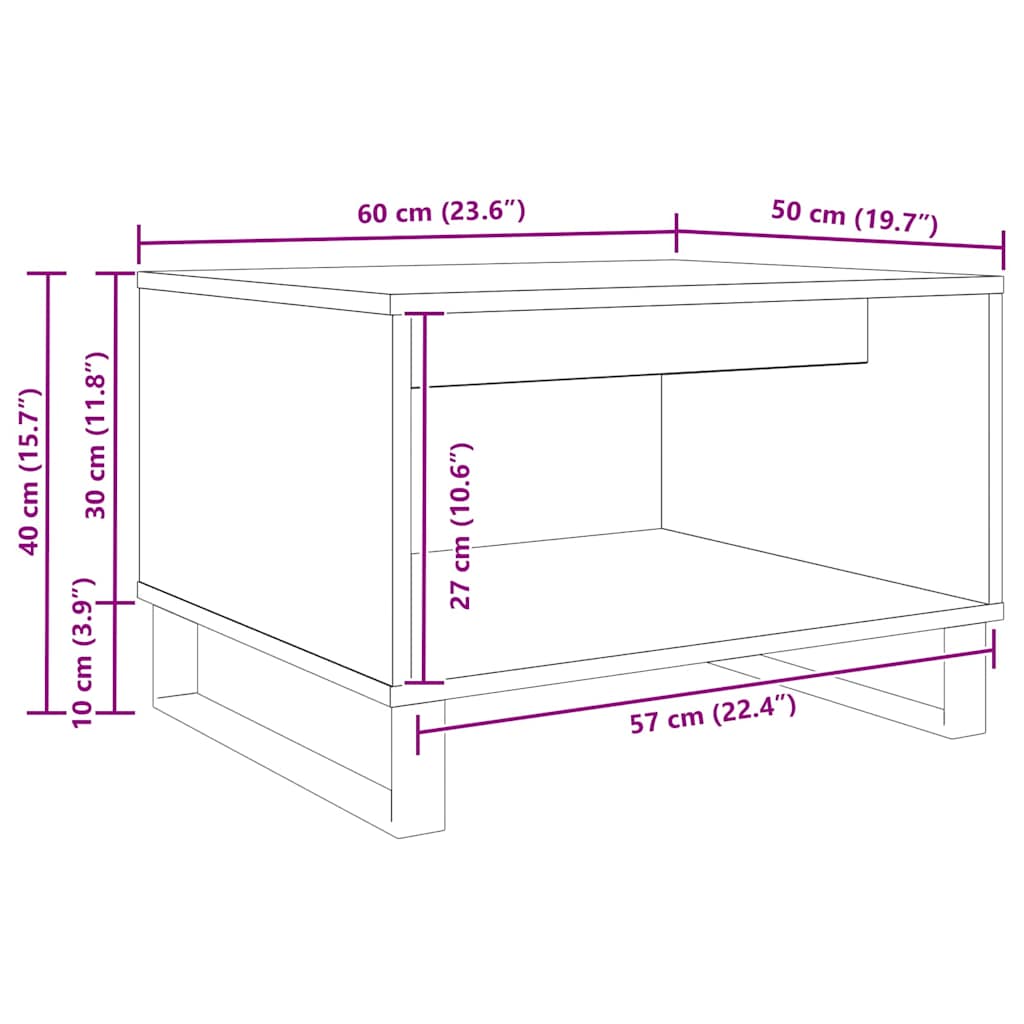Kaffebord artisan eik 60 x 50 x 40 cm Konstruert tre