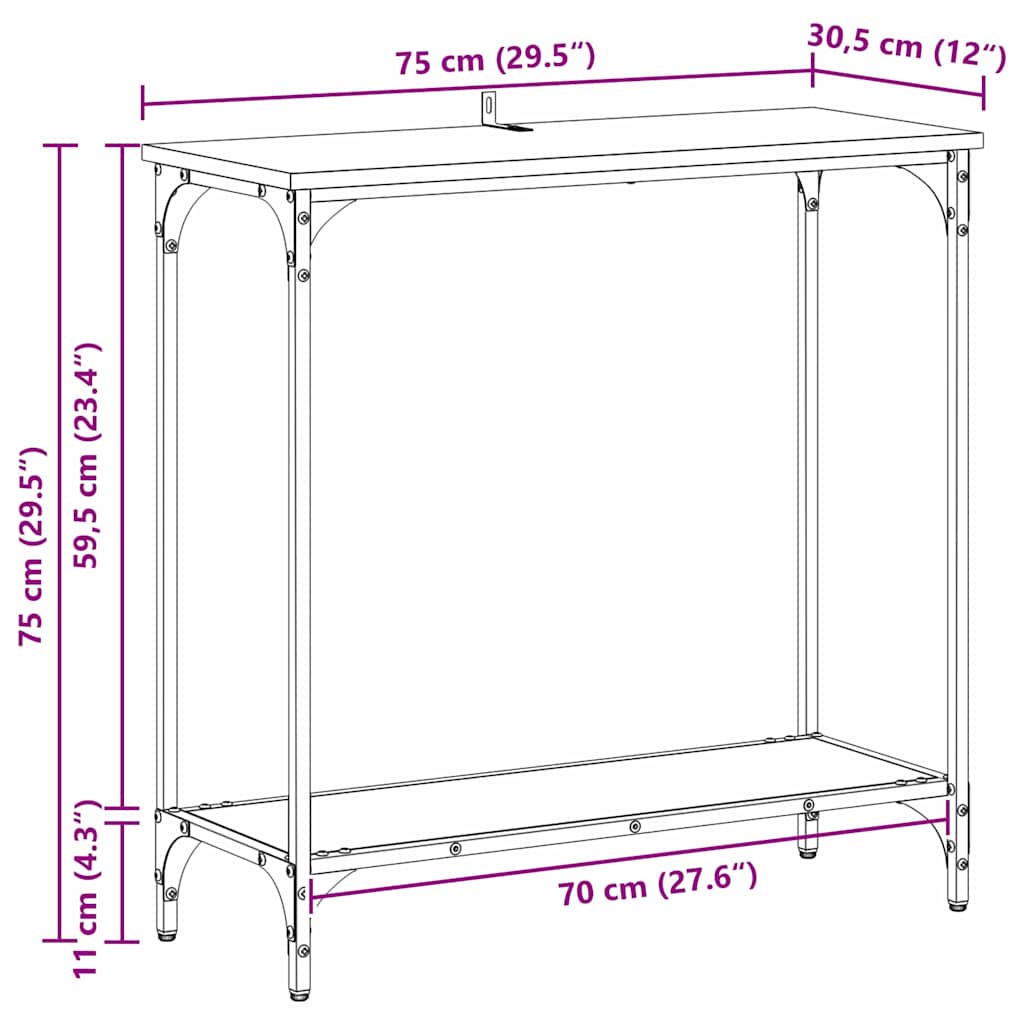 Konsollbord artisan eik 75 x 30.5 x 75 cm Konstruert tre