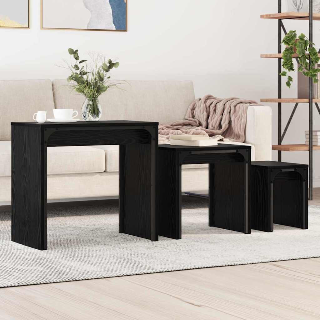 Kaffebord med Nesting 3 pcs Svart eik 60 x 35 x 56 cm