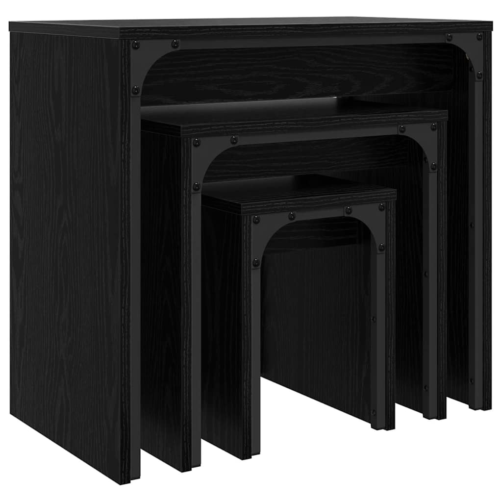 Kaffebord med Nesting 3 pcs Svart eik 60 x 35 x 56 cm
