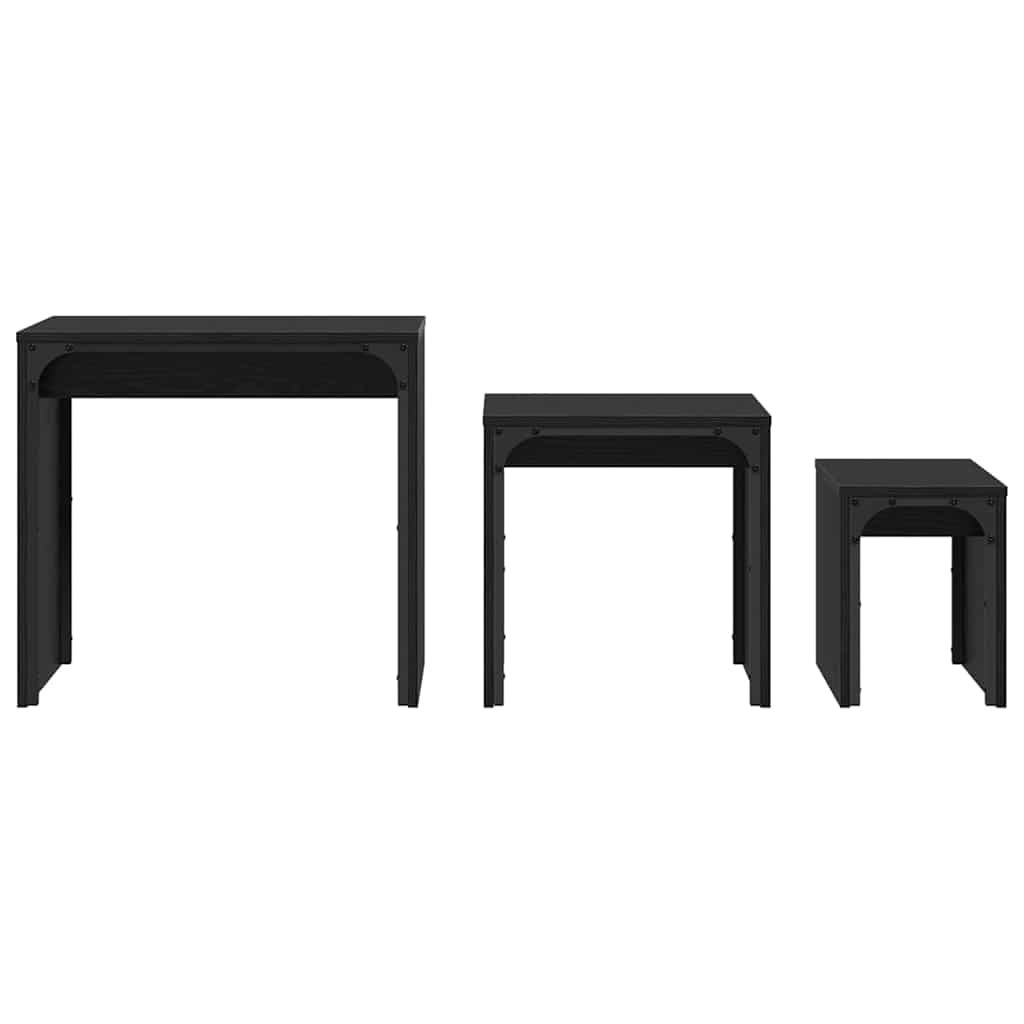 Kaffebord med Nesting 3 pcs Svart eik 60 x 35 x 56 cm
