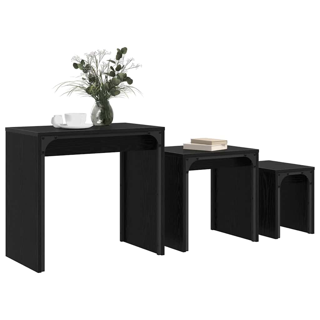 Kaffebord med Nesting 3 pcs Svart eik 60 x 35 x 56 cm