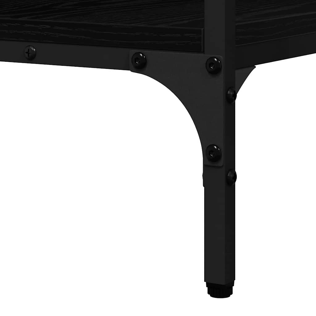 Konsollbord med hylle Svart eik 100 x 32 x 75 cm Konstruert tre