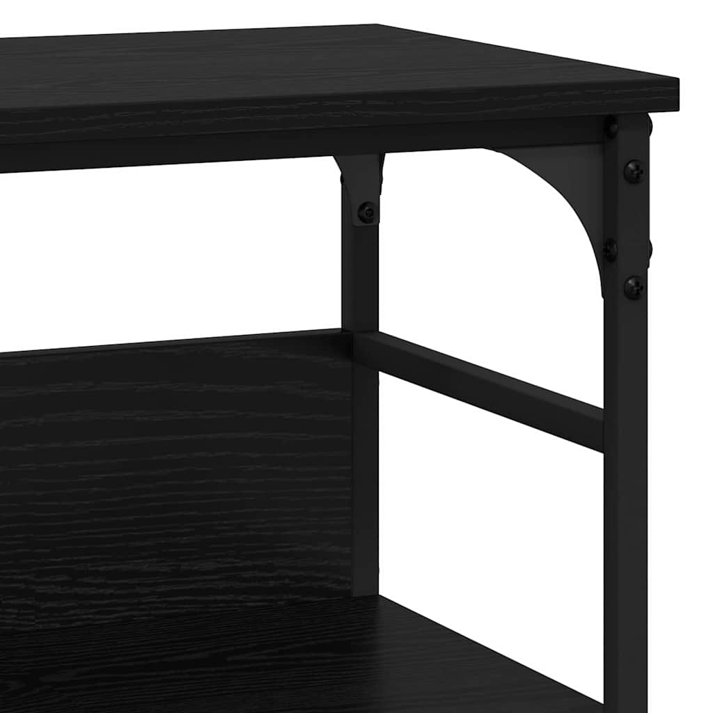 Konsollbord med hylle Svart eik 100 x 32 x 75 cm Konstruert tre