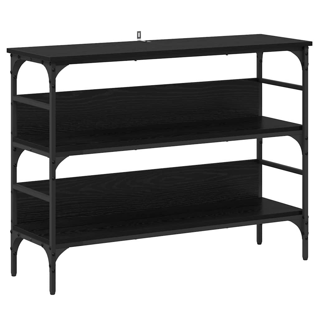 Konsollbord med hylle Svart eik 100 x 32 x 75 cm Konstruert tre