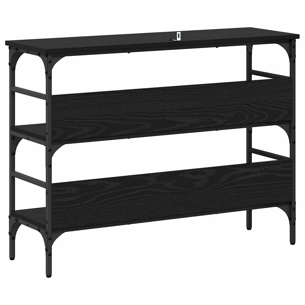 Konsollbord med hylle Svart eik 100 x 32 x 75 cm Konstruert tre