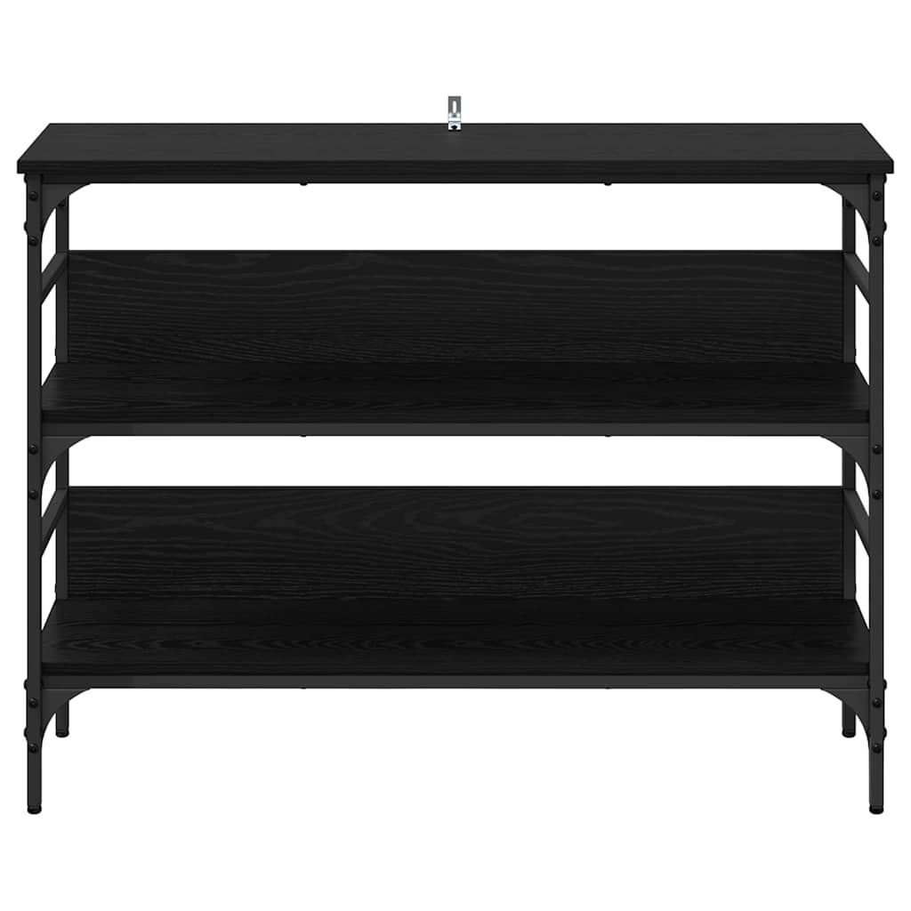 Konsollbord med hylle Svart eik 100 x 32 x 75 cm Konstruert tre